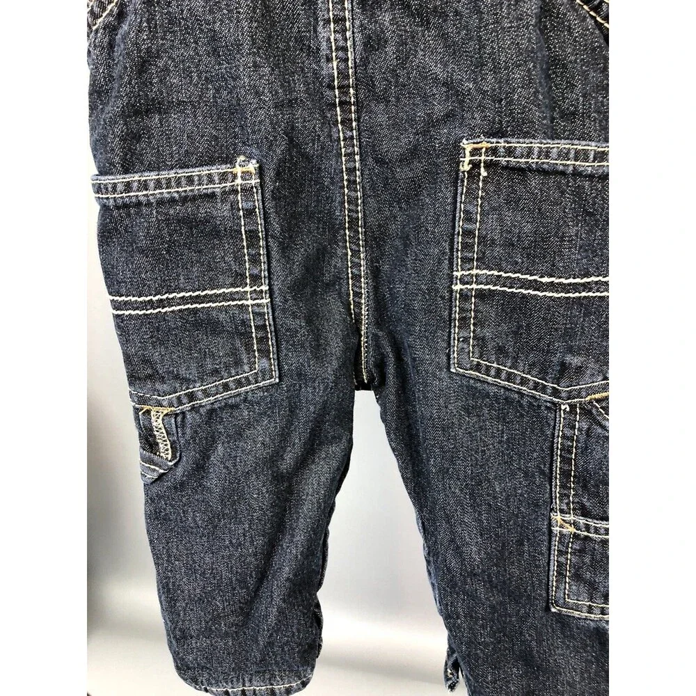 Boys 6 Months Denim Winter Bibs Oshkosh B'gosh Overalls Fleece Lined